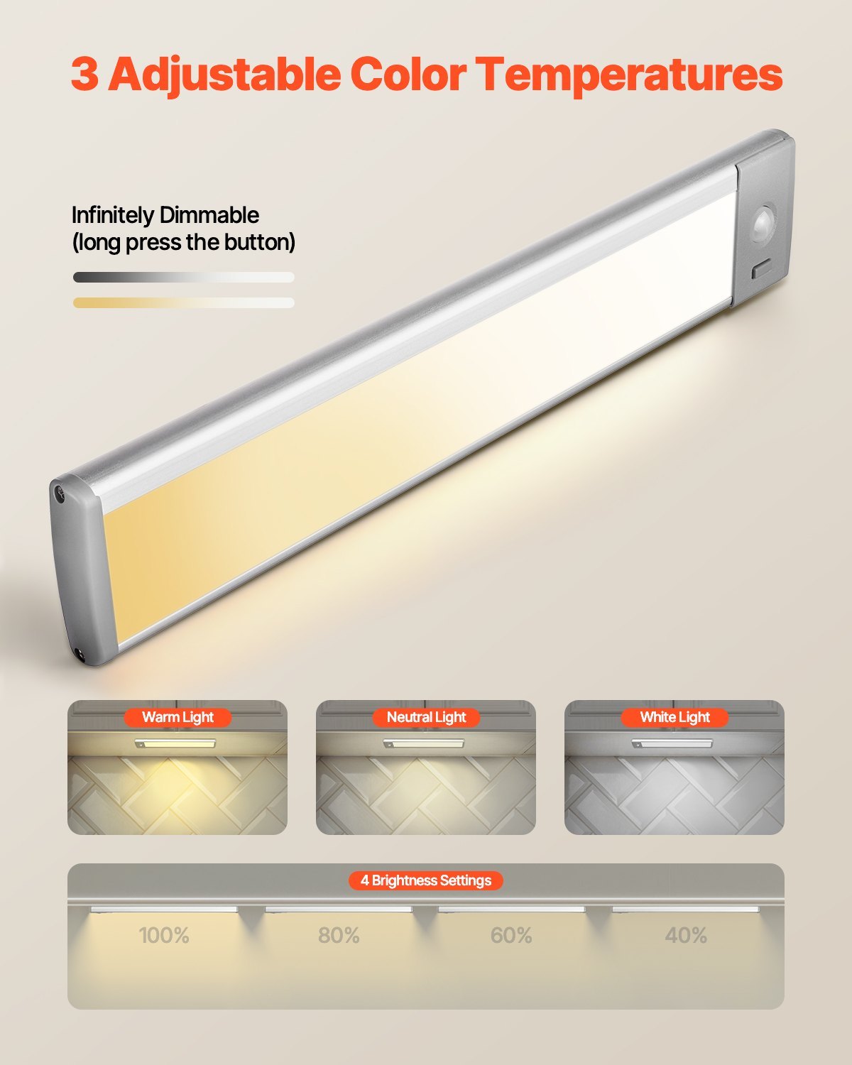 Rechargeable Motion Sensor LED Under Cabinet Light (2-pack)